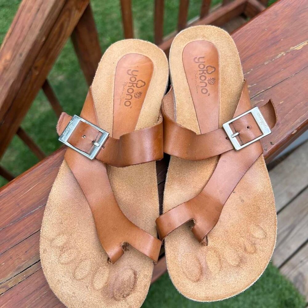 Yokono Women's 9 Leather Tan Brown Comfort Casual Sandals